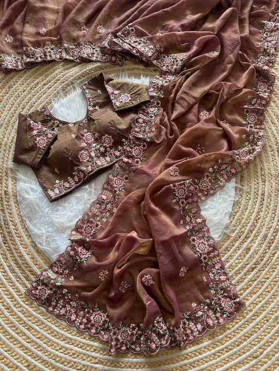 Kc 405 Soft Khadi Moss Silk Sequence Work Saree
