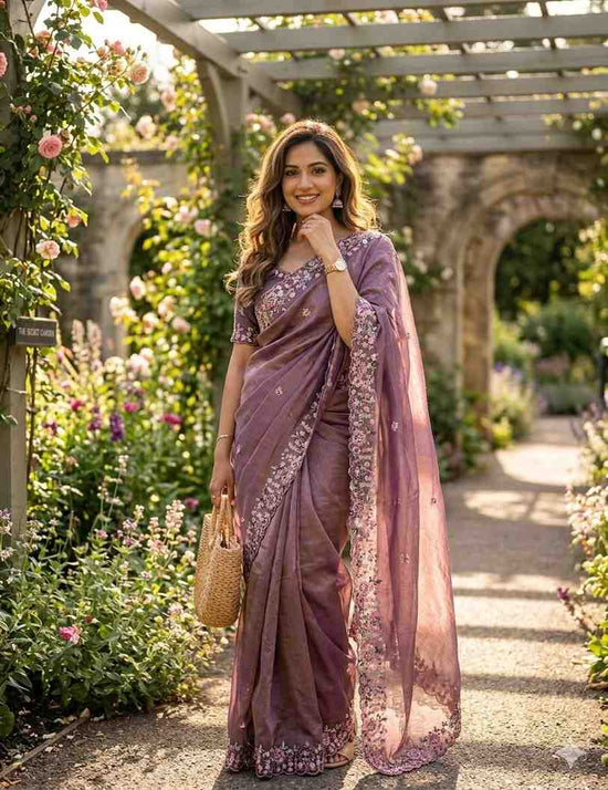 Kc 405 Soft Khadi Moss Silk Sequence Work Saree