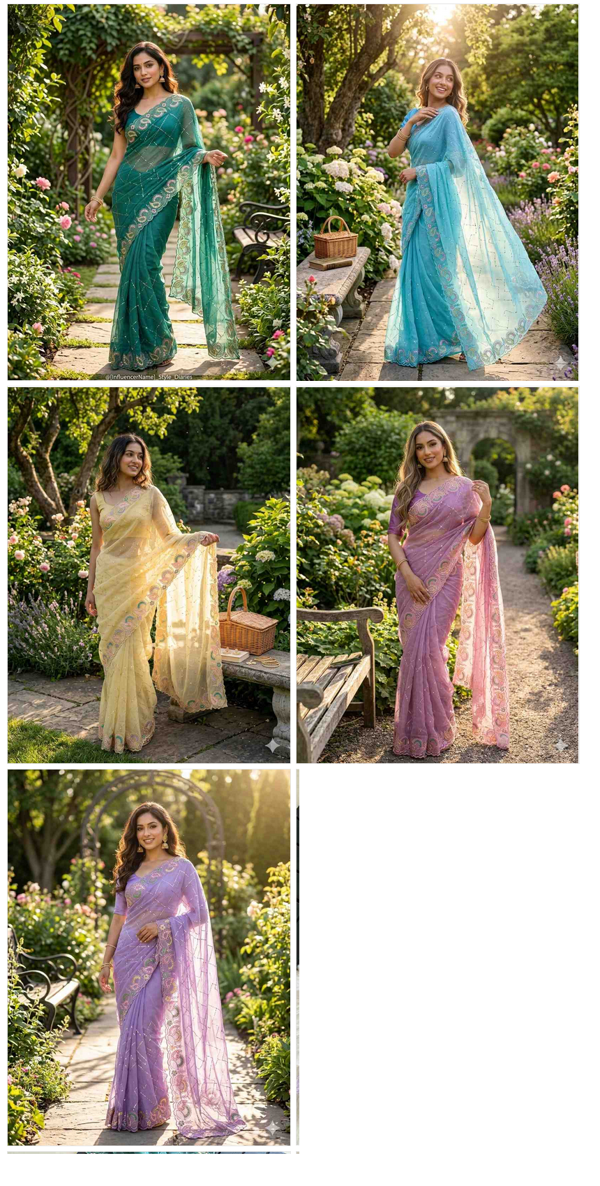 Amrah Wholesale KC 411 Pure Chiffon Sequins Embroidered Designer Saree