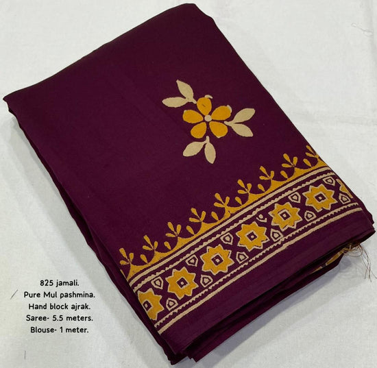 KC 825 Magic Mul Mul Ajrakh Printed Saree