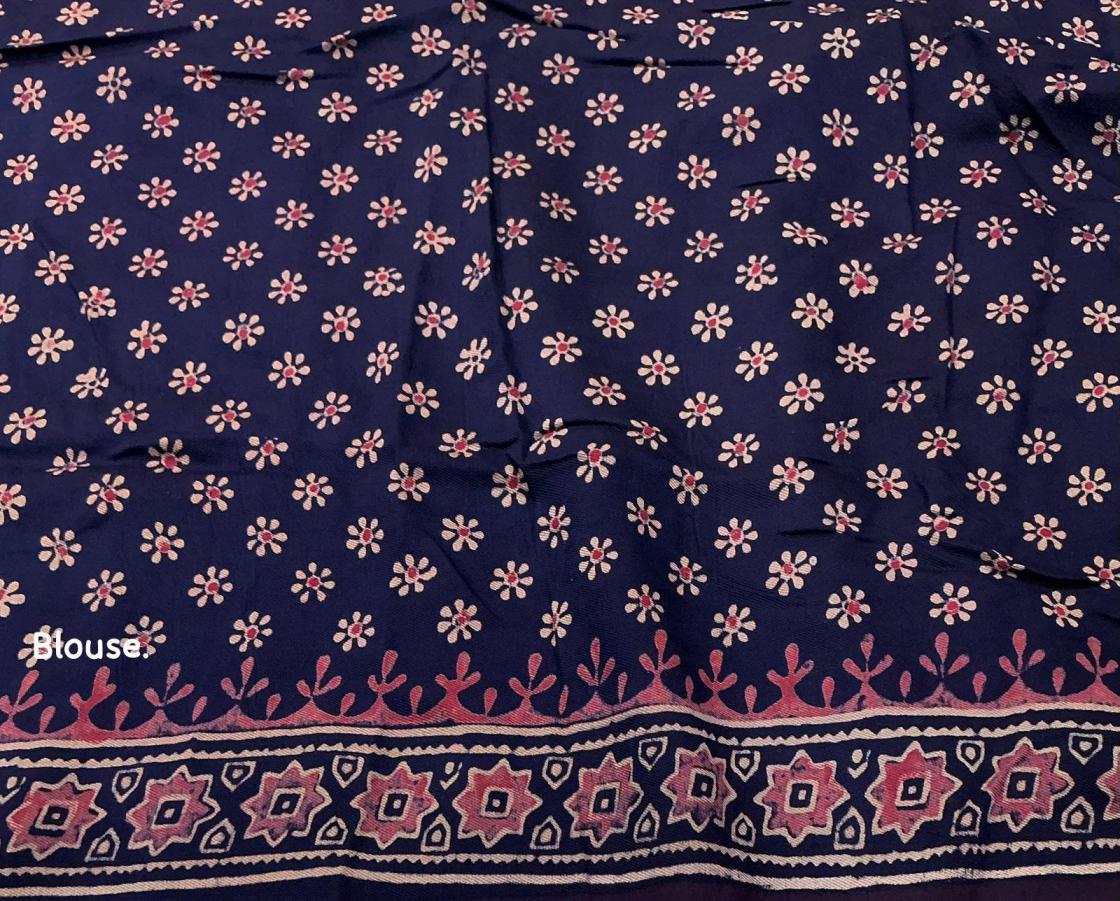 KC 825 Magic Mul Mul Ajrakh Printed Saree