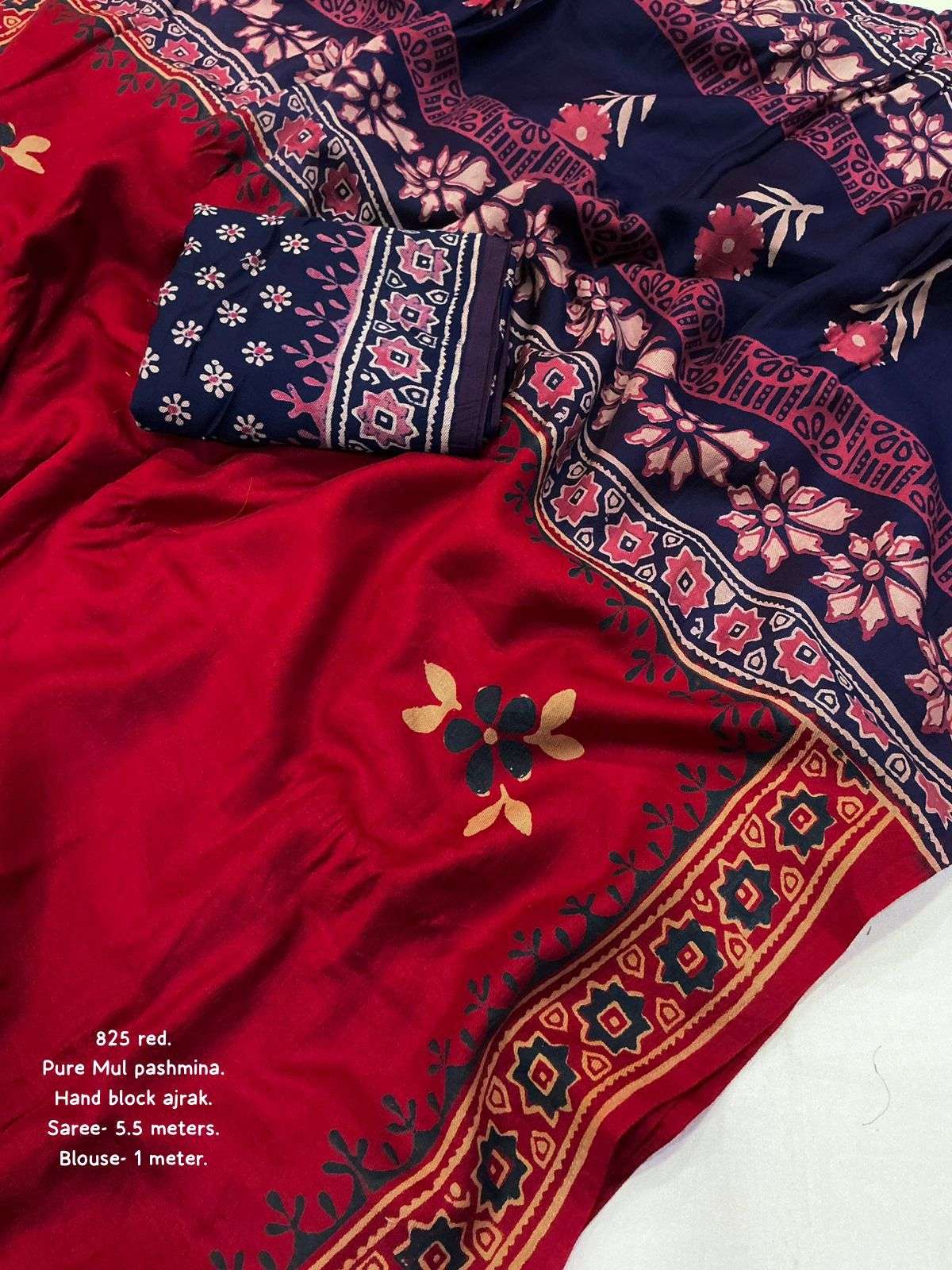 KC 825 Magic Mul Mul Ajrakh Printed Saree
