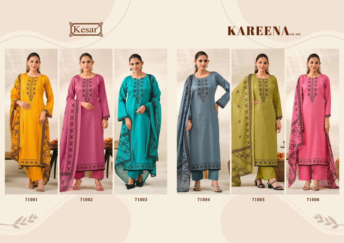 Kesar Kareena Vol 619 Pure Jam Satin Digital Printed Dress Material - Amrah Wholesale