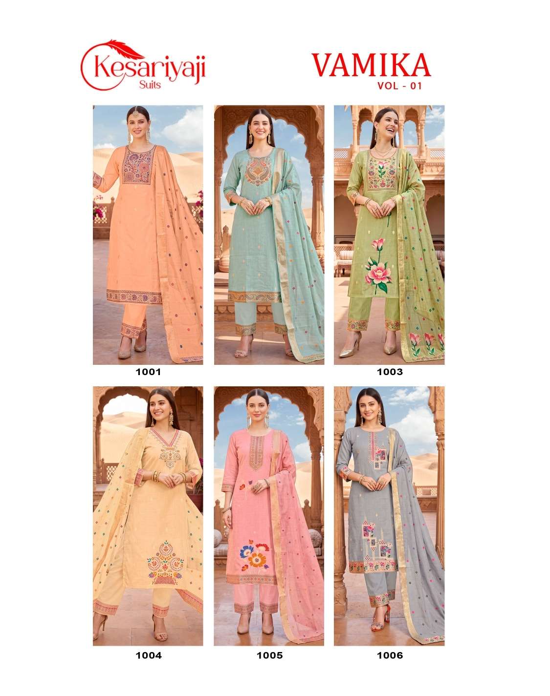 Kesariya Vamika Vol-1 Jamdhani Embroidered Stitched Salwar Suit Set