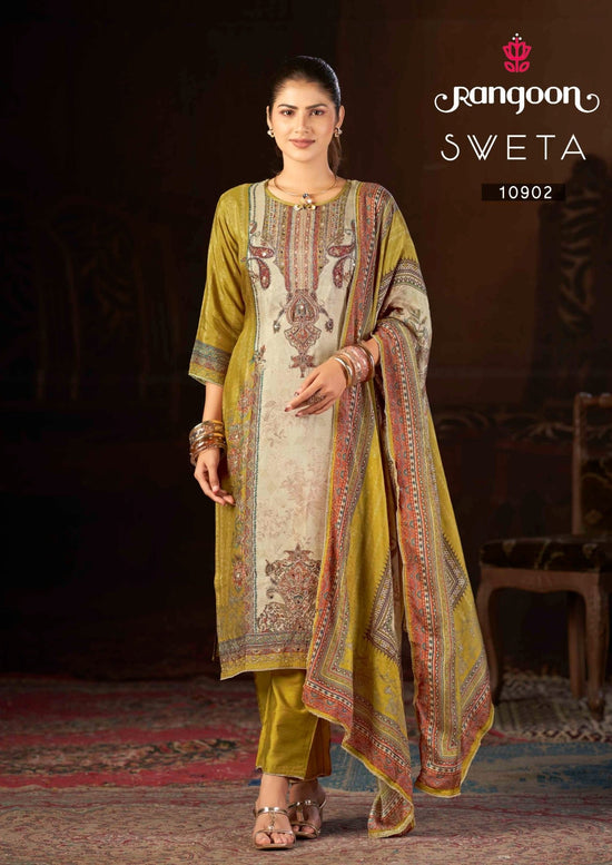 Kessi Rangoon Sveta Muslin Digital Printed Kurti Pant Dupatta Set - Amrah Wholesale