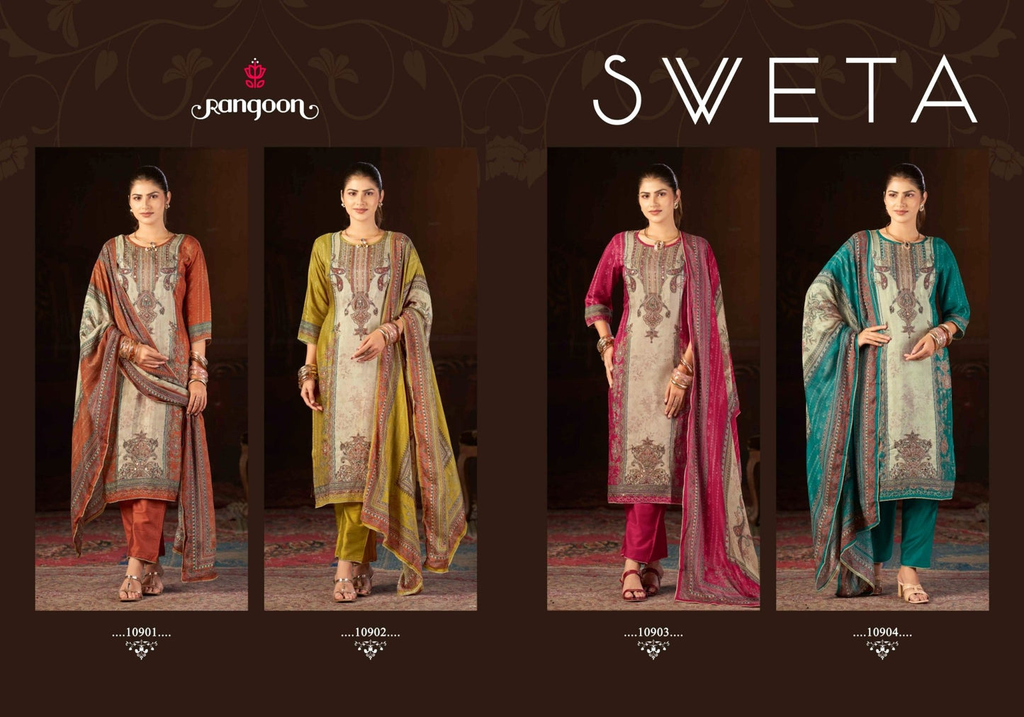 Kessi Rangoon Sveta Muslin Digital Printed Kurti Pant Dupatta Set - Amrah Wholesale