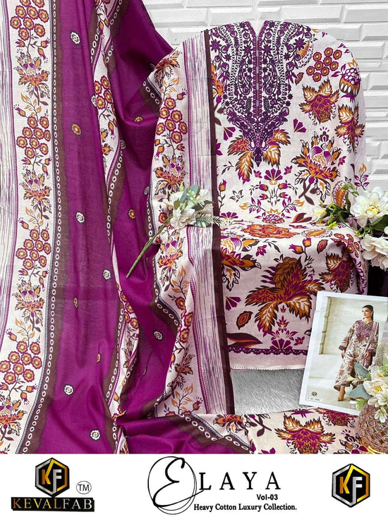 KEVAL FAB ELAYA VOL-3 Lawn Cotton Printed Pakistani Suit Set