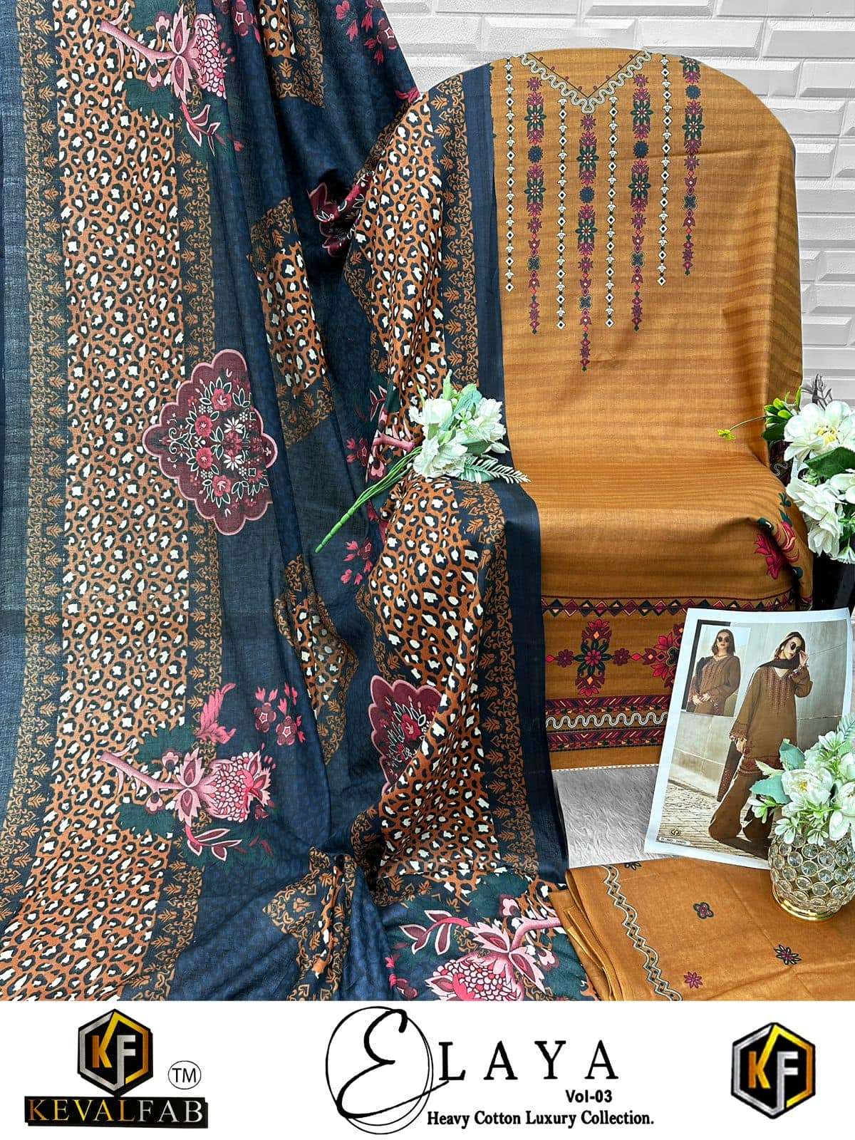 KEVAL FAB ELAYA VOL-3 Lawn Cotton Printed Pakistani Suit Set