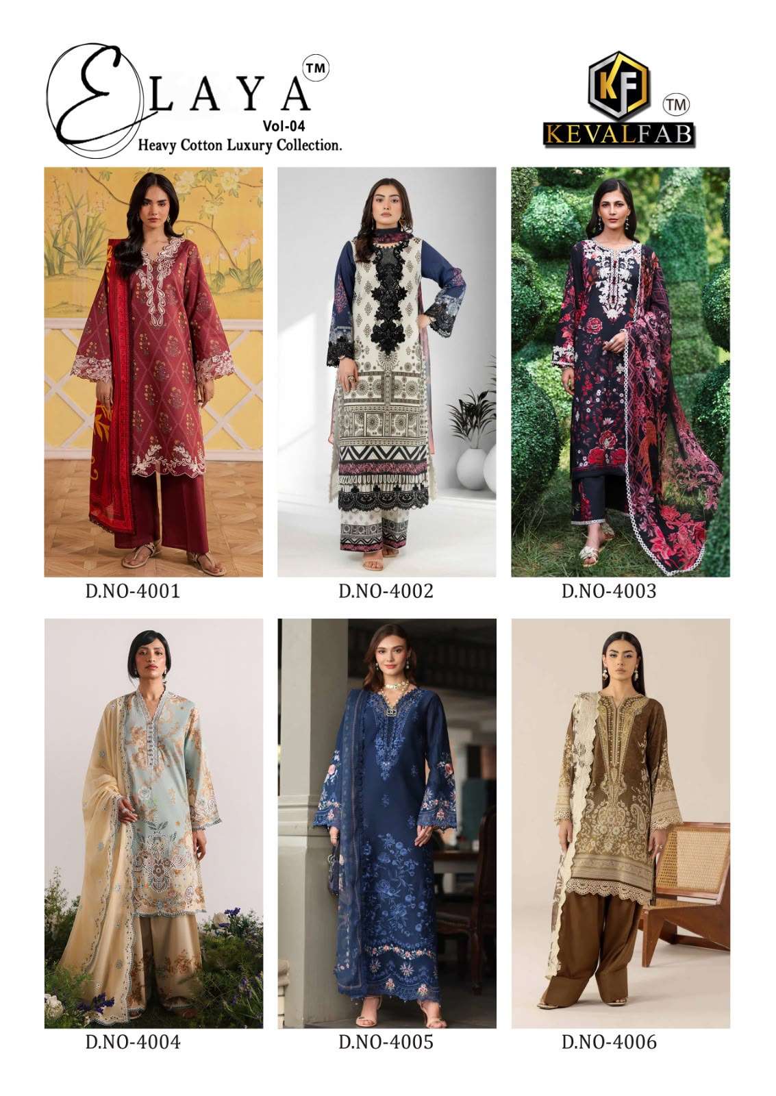 KEVAL FAB ELAYA VOL-4 Lawn Cotton Unstitched Pakistani Suit