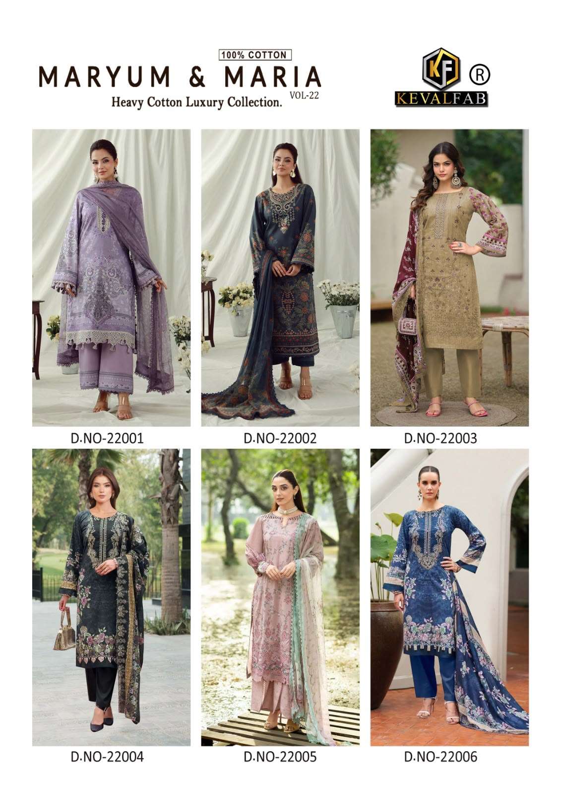 Keval Fab Maryum And Maria Vol-22 2201 To 2206 Cotton Printed Pakistani Suit - Amrah Wholesale
