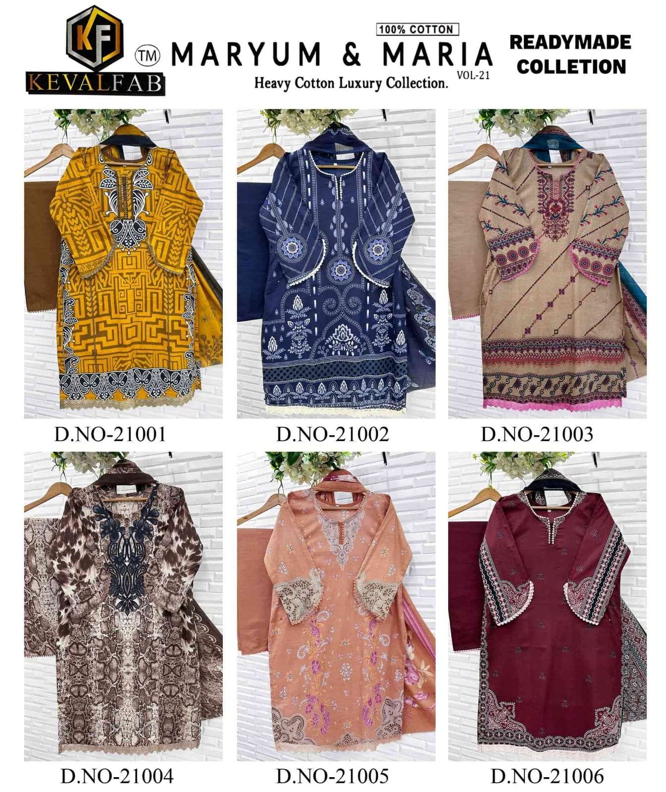 KEVAL FAB MARYUM & MARIA VOL-21 Cotton Pakistani Suit Set