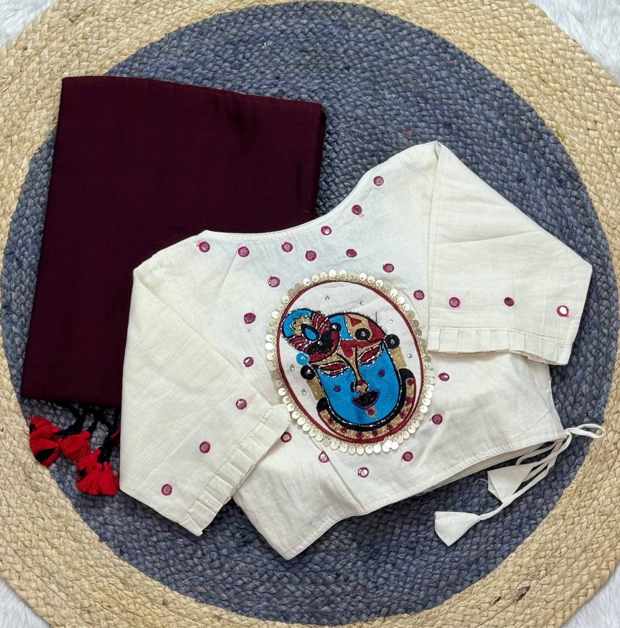 Khadi White Love Cotton Embroidered Saree