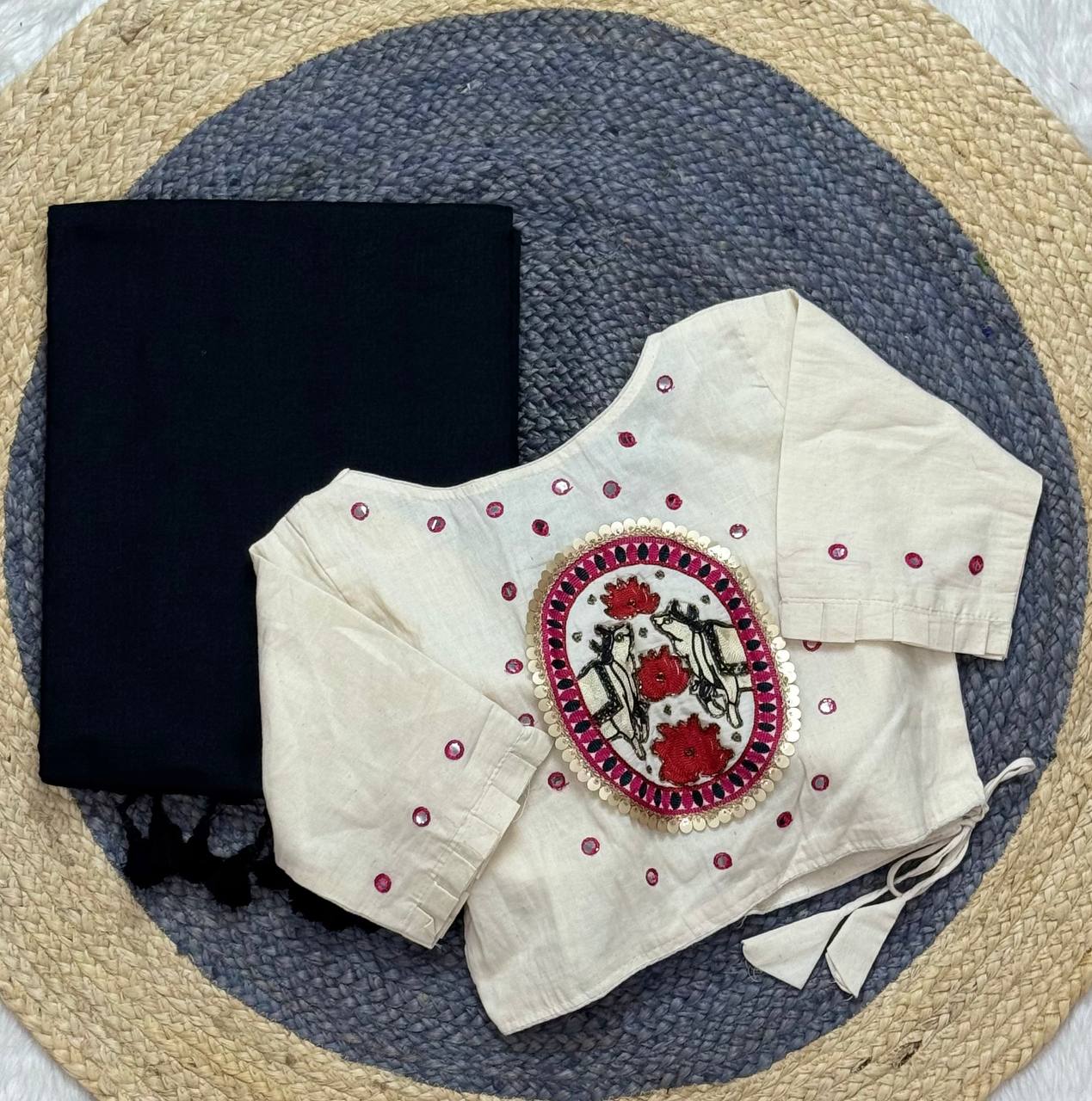Khadi White Love Cotton Embroidered Saree