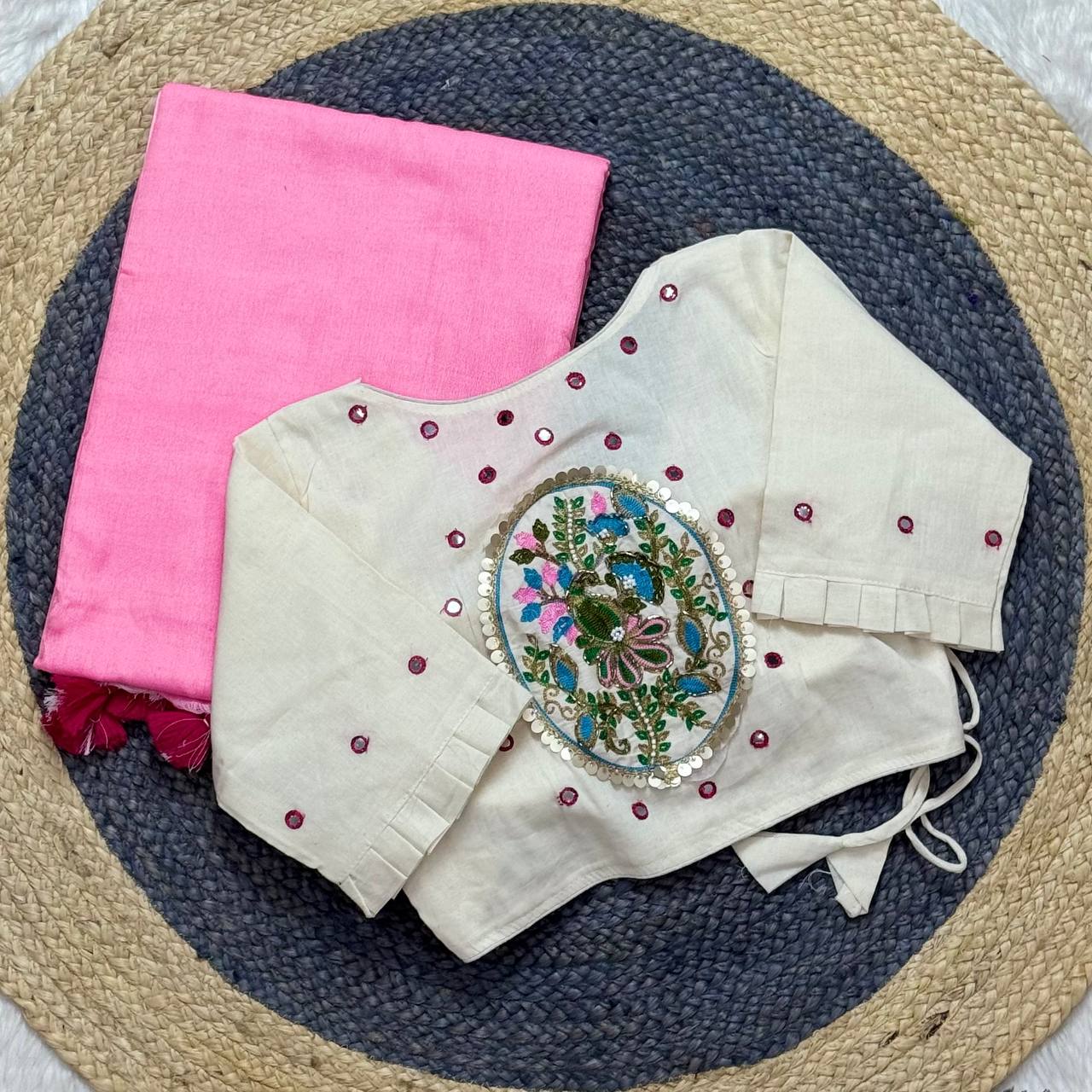 Khadi White Love Cotton Embroidered Saree