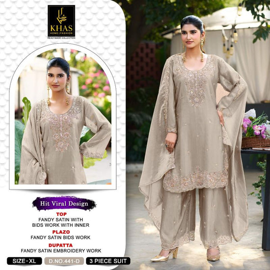 Khas Fashion Khas 441 A To D Fandy Satin Beads Embroidered Pakistani Suit Set