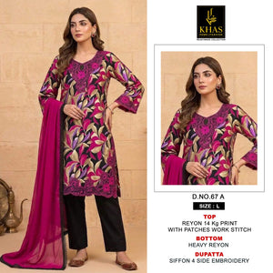 Khas 67 A To D Readymade Rayon Embroidered Salwar Suit Set