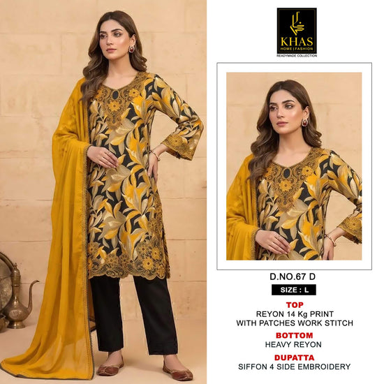 Khas 67 A To D Readymade Rayon Embroidered Salwar Suit Set