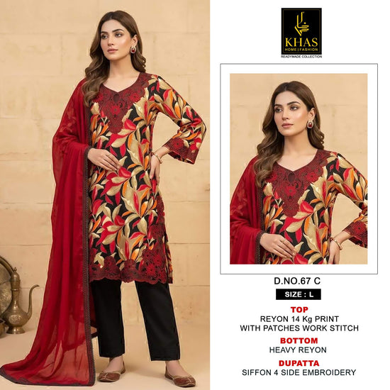 Khas 67 A To D Readymade Rayon Embroidered Salwar Suit Set