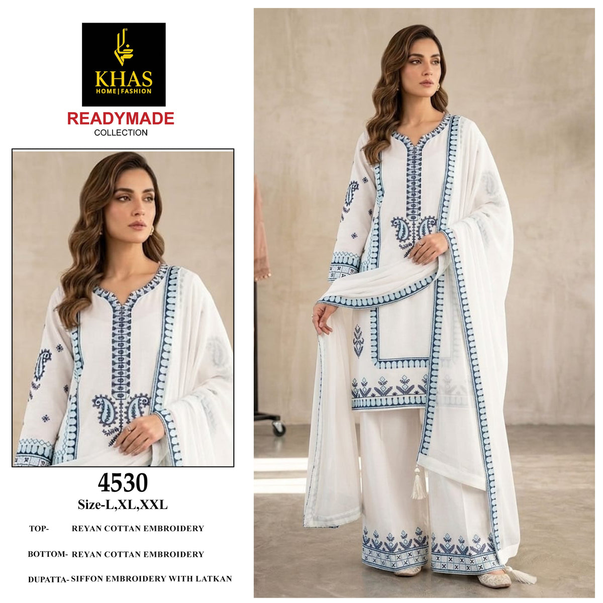 Khas Fashion 4529 TO 4531 Rayon Embroidered Salwar Suit Set