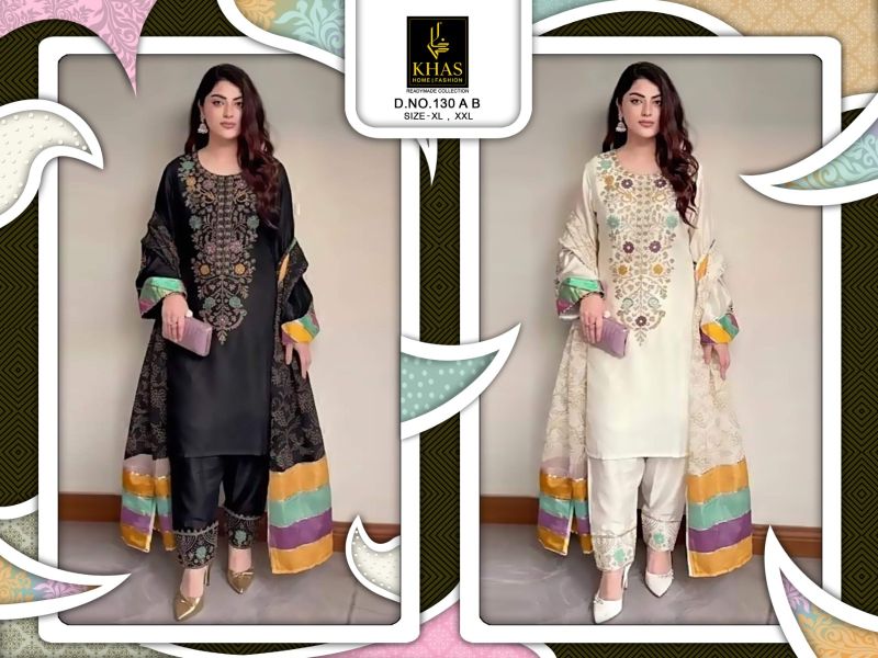 Khas Fashion Khas 130 A And B Fandy Satin Pakistani Suit