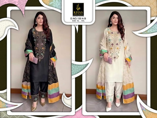 Khas Fashion Khas 130 A And B Fandy Satin Pakistani Suit