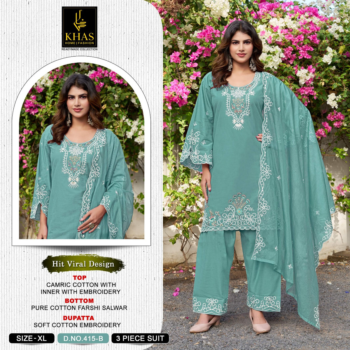 Khas Fashion Khas 415 A To D Cambric Cotton Dress Material