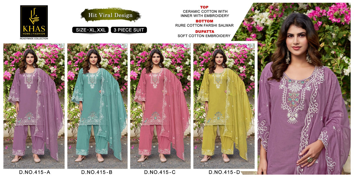 Khas Fashion Khas 415 A To D Cambric Cotton Dress Material
