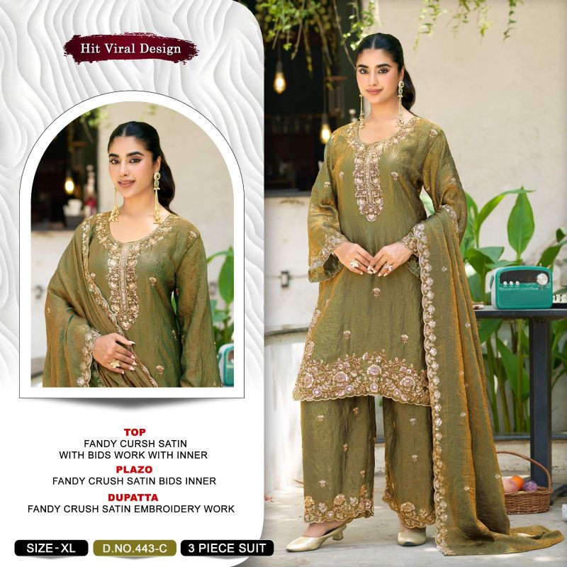 Khas Fashion Khas 443 A To D Fandy Crush Satin Pakistani Suit Set