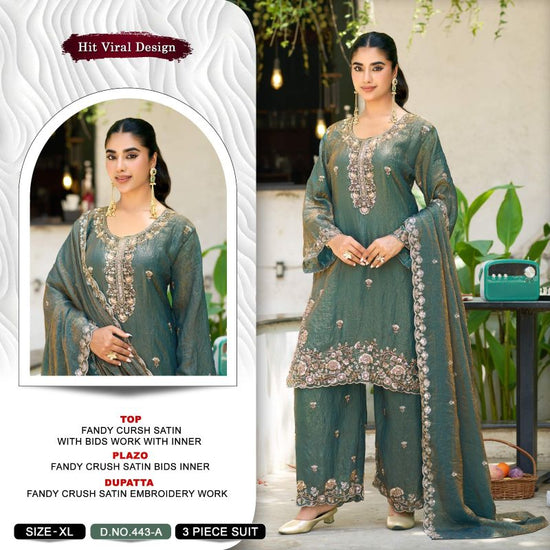 Khas Fashion Khas 443 A To D Fandy Crush Satin Pakistani Suit Set
