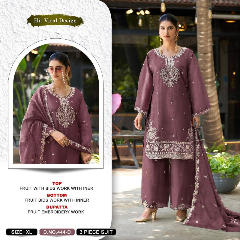 Khas Fashion Khas 444 A To D Fruit Chiffon Pakistani Suit Set
