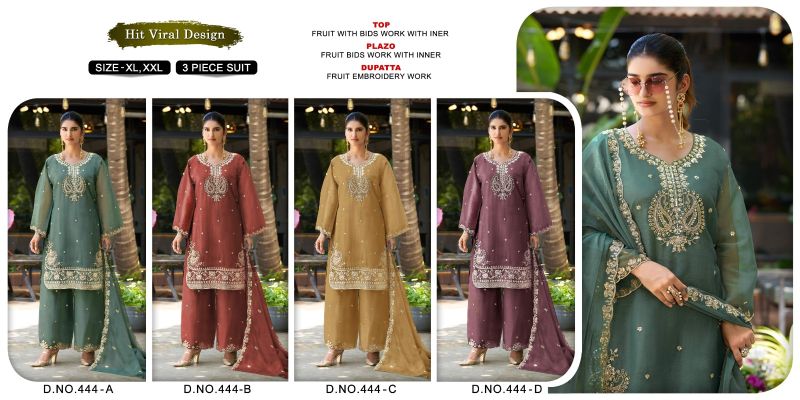 Khas Fashion Khas 444 A To D Fruit Chiffon Pakistani Suit Set