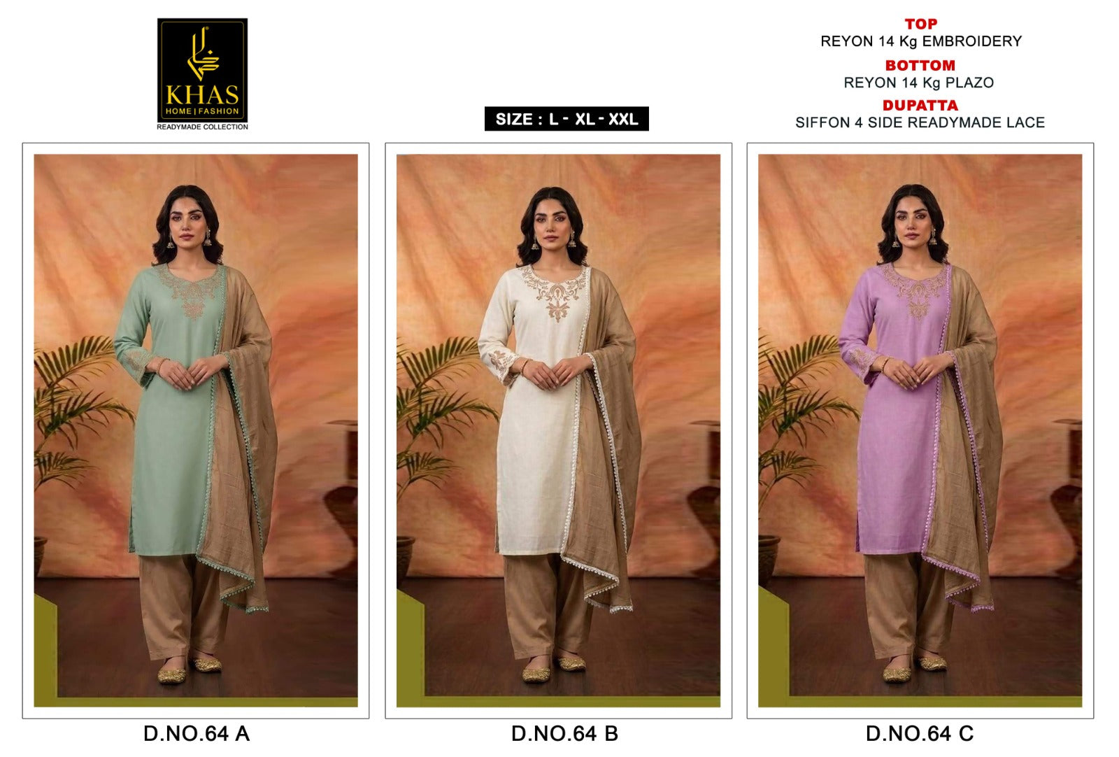 Khas Fashion Khas 64 A To C Rayon Salwar Suit Set