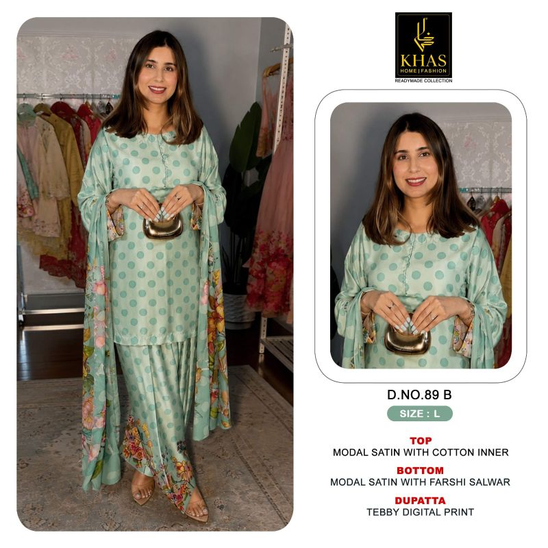 Khas Fashion Khas 89 A To D Modal Satin Digital Printed Farshi Salwar Kameez Set - Amrah Wholesale