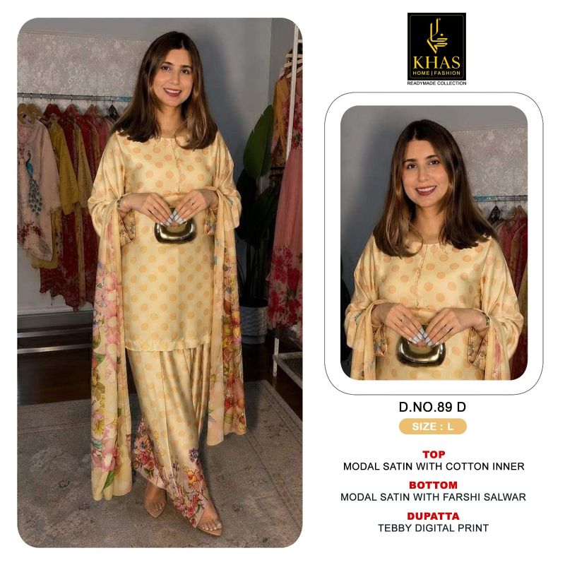 Khas Fashion Khas 89 A To D Modal Satin Digital Printed Farshi Salwar Kameez Set - Amrah Wholesale