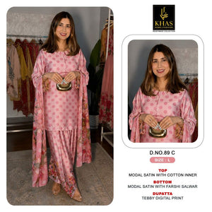 Khas Fashion Khas 89 A To D Modal Satin Digital Printed Farshi Salwar Kameez Set - Amrah Wholesale