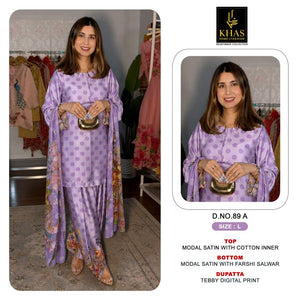 Khas Fashion Khas 89 A To D Modal Satin Digital Printed Farshi Salwar Kameez Set - Amrah Wholesale