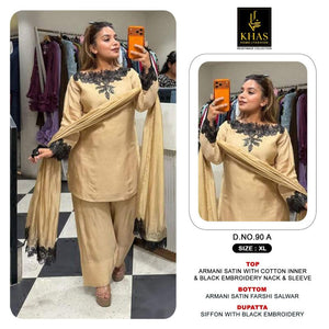 Khas Fashion Khas 90 A To C Armani Satin Embroidered Farshi Salwar Kameez - Amrah Wholesale