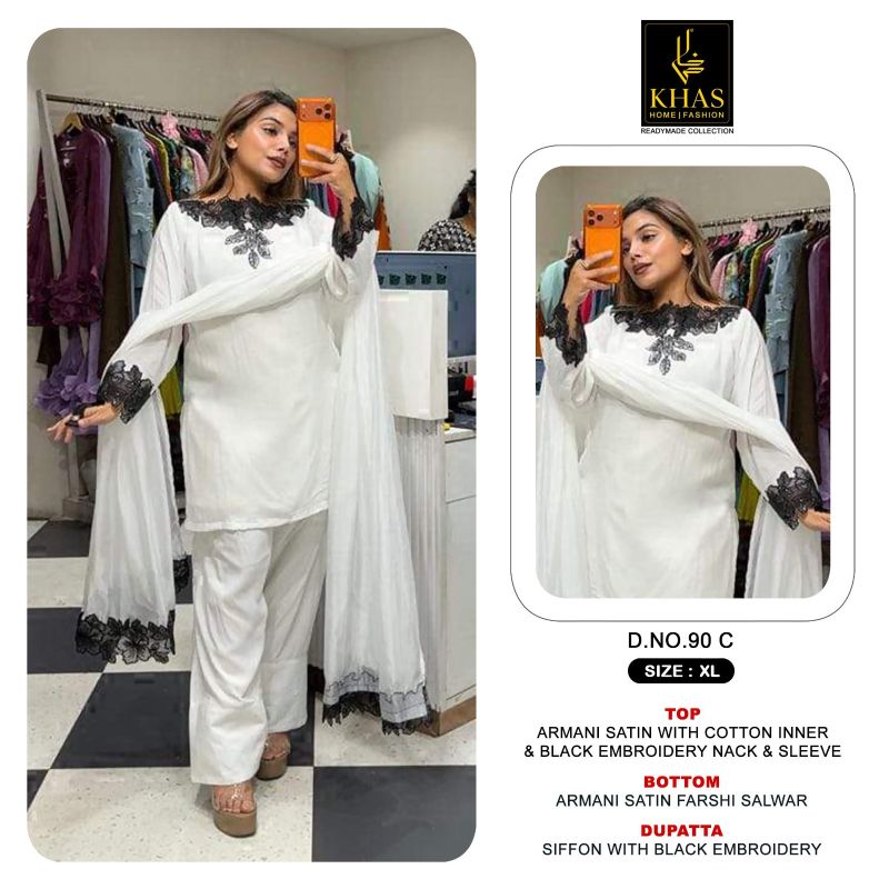 Khas Fashion Khas 90 A To C Armani Satin Embroidered Farshi Salwar Kameez - Amrah Wholesale