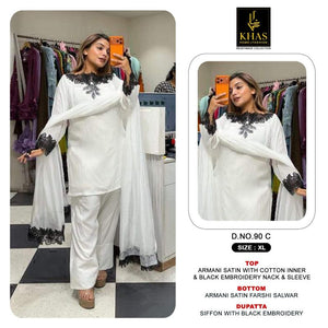 Khas Fashion Khas 90 A To C Armani Satin Embroidered Farshi Salwar Kameez - Amrah Wholesale