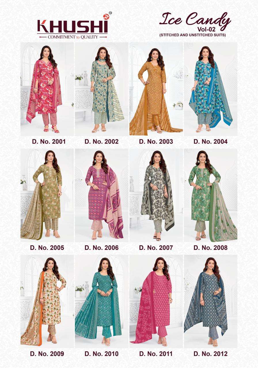 Khushi Fashion Ice Candy Vol 2 Printed Cotton Dress Material - Amrah Wholesale