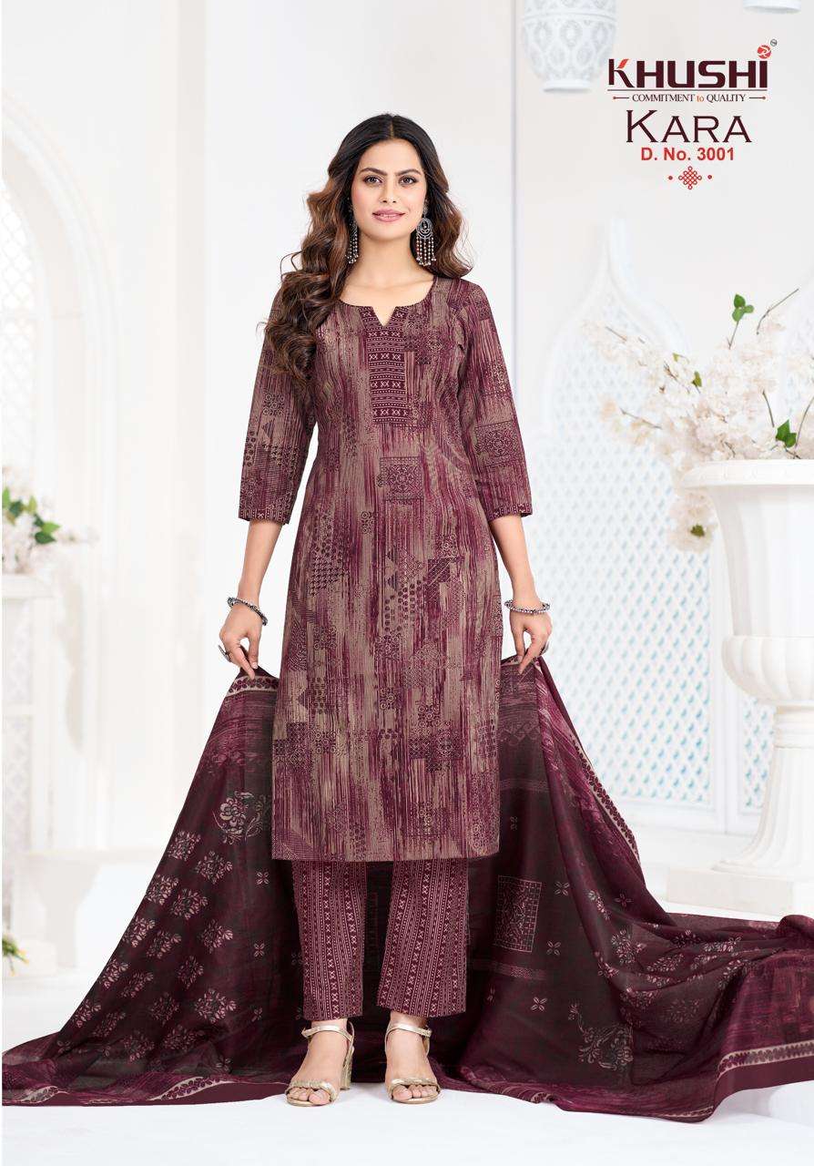 Khushi Fashion Kara Vol 3 Cotton Kurti Pant Dupatta Set