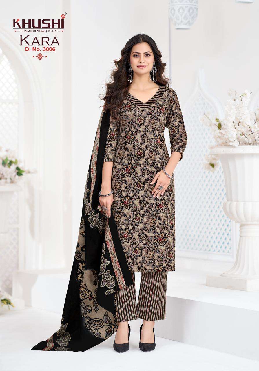 Khushi Fashion Kara Vol 3 Cotton Kurti Pant Dupatta Set