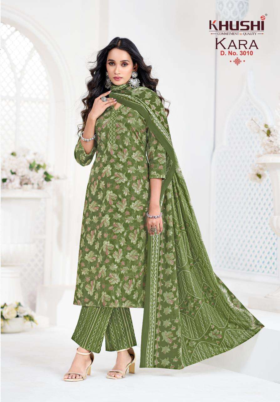 Khushi Fashion Kara Vol 3 Cotton Kurti Pant Dupatta Set