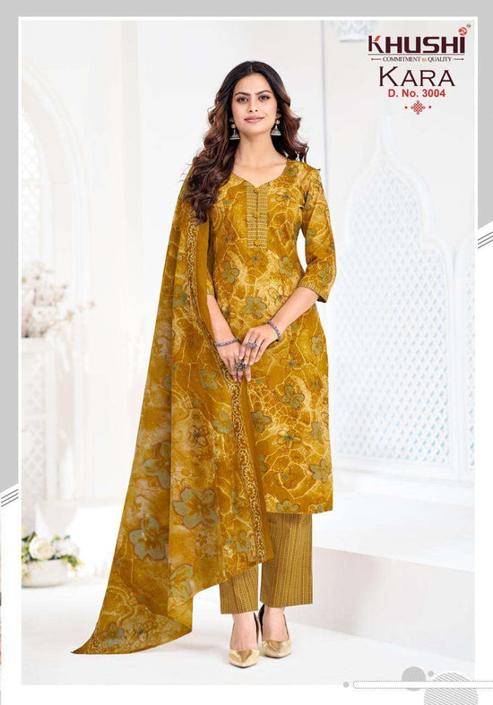 Khushi Fashion Kara Vol 3 Cotton Kurti Pant Dupatta Set
