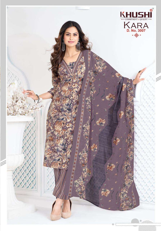 Khushi Fashion Kara Vol 3 Cotton Kurti Pant Dupatta Set