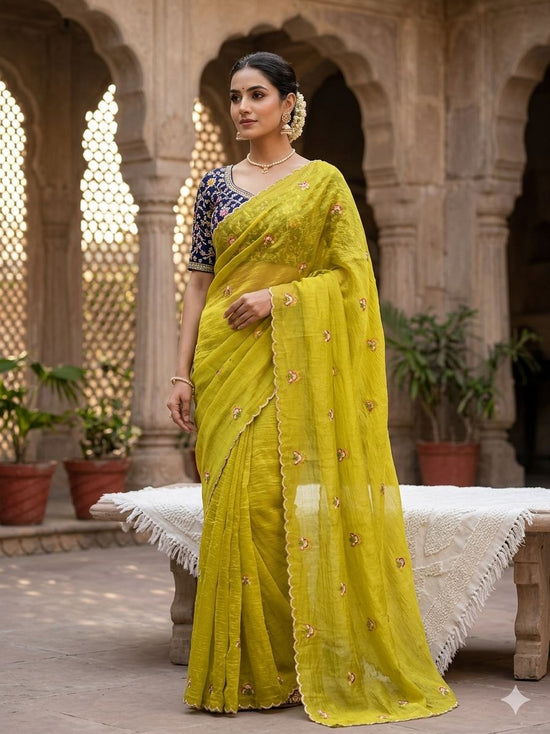 Khushi Saree Ah Fendy Chiffon Embroidered Saree - Amrah Wholesale