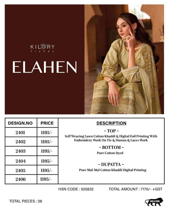 Kilory Elahen Cotton Khadi Digital Printed Dress Material - Amrah Wholesale