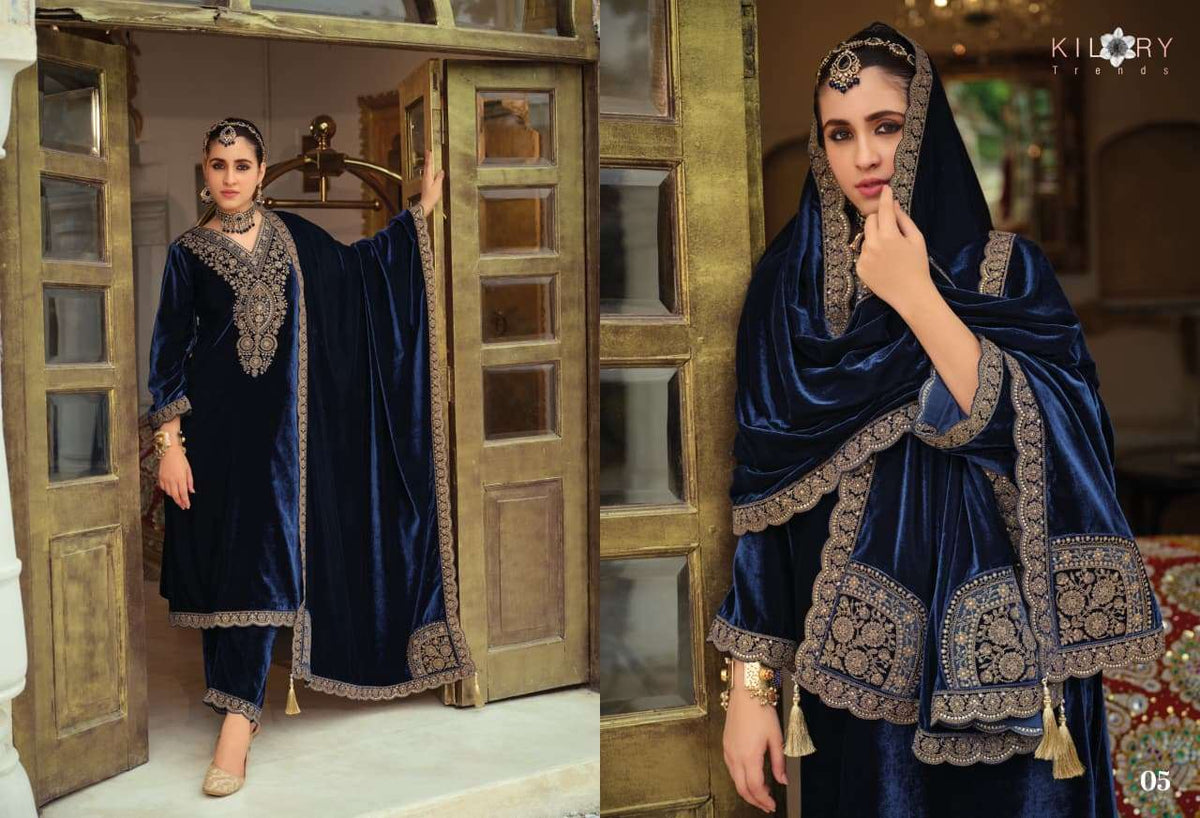 Kilory Gulrukh Designer Work Pure Velvet Suit Catalog