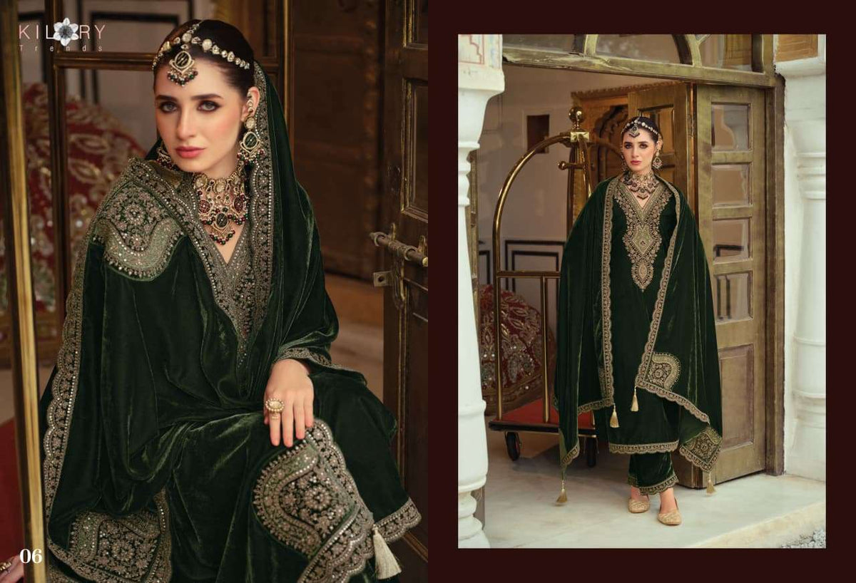 Kilory Gulrukh Designer Work Pure Velvet Suit Catalog