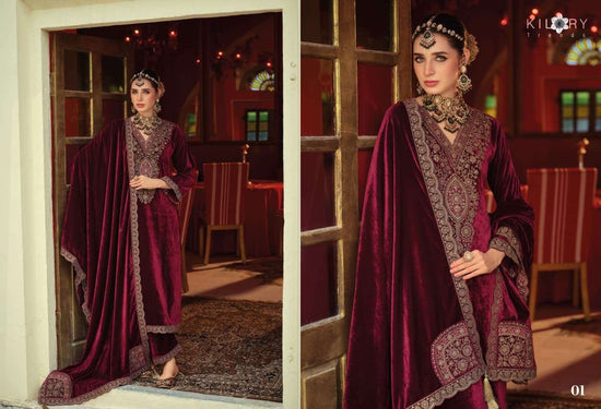 Kilory Gulrukh Designer Work Pure Velvet Suit Catalog